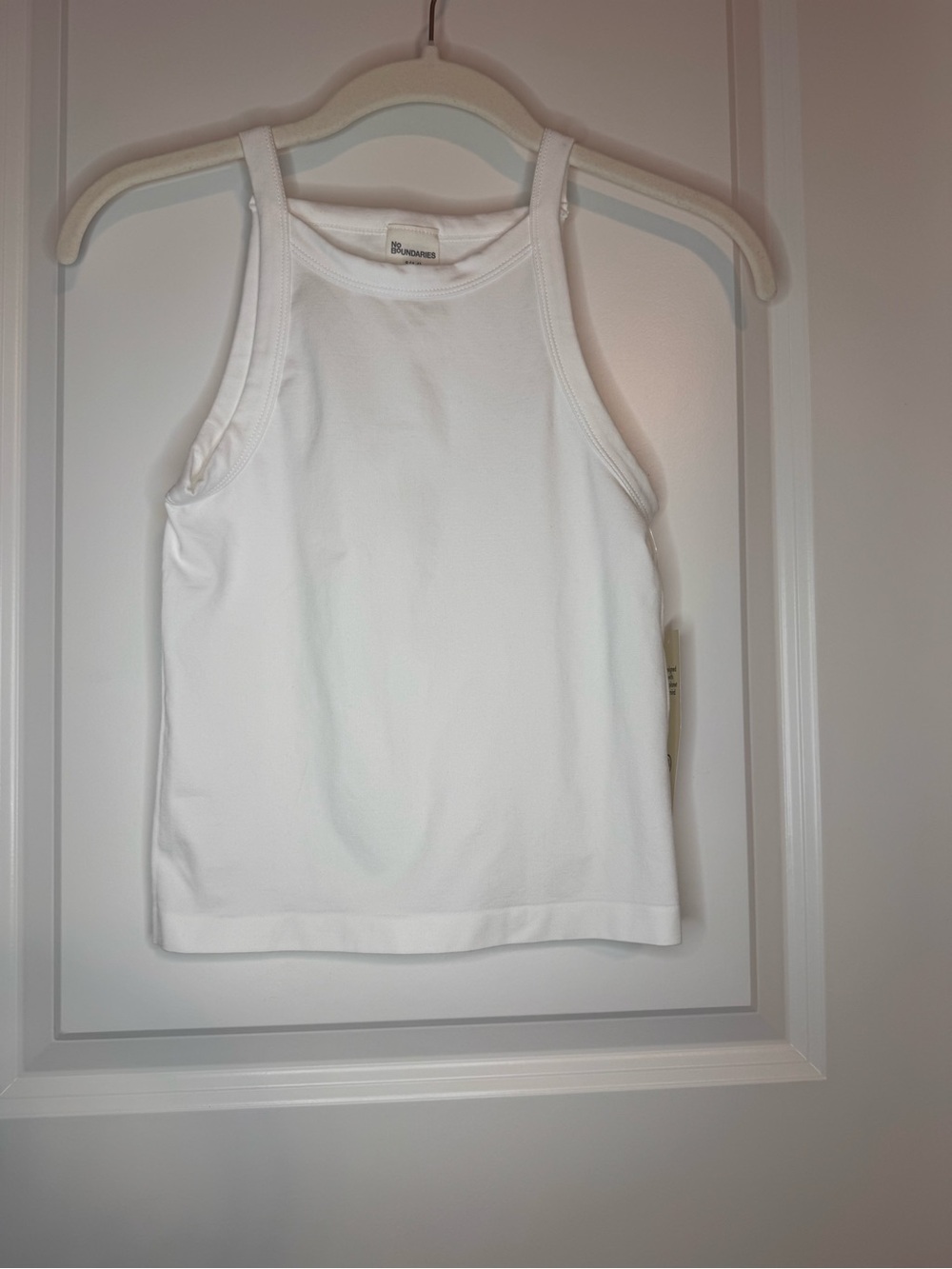 No Boundaries White Ribbed Racerback Tank - Picture 2 of 3
